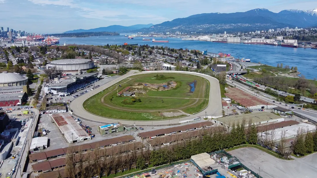 Hastings Racecourse and grandstand from the air